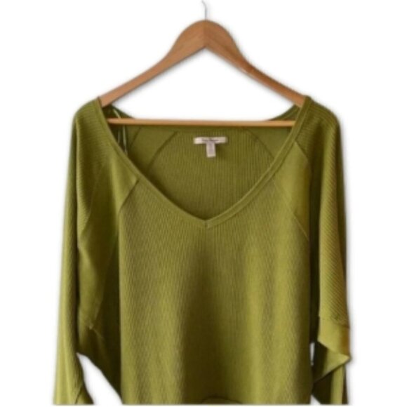 Free People Santa Clara Green V-Neck Thermal Dolman Sleeves Gorpcore Top - Picture 5 of 9